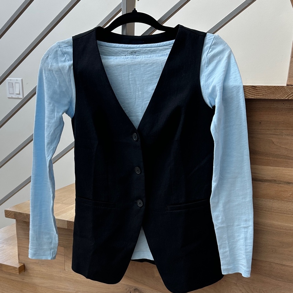 GAP Black Vest with Light Blue Shirt